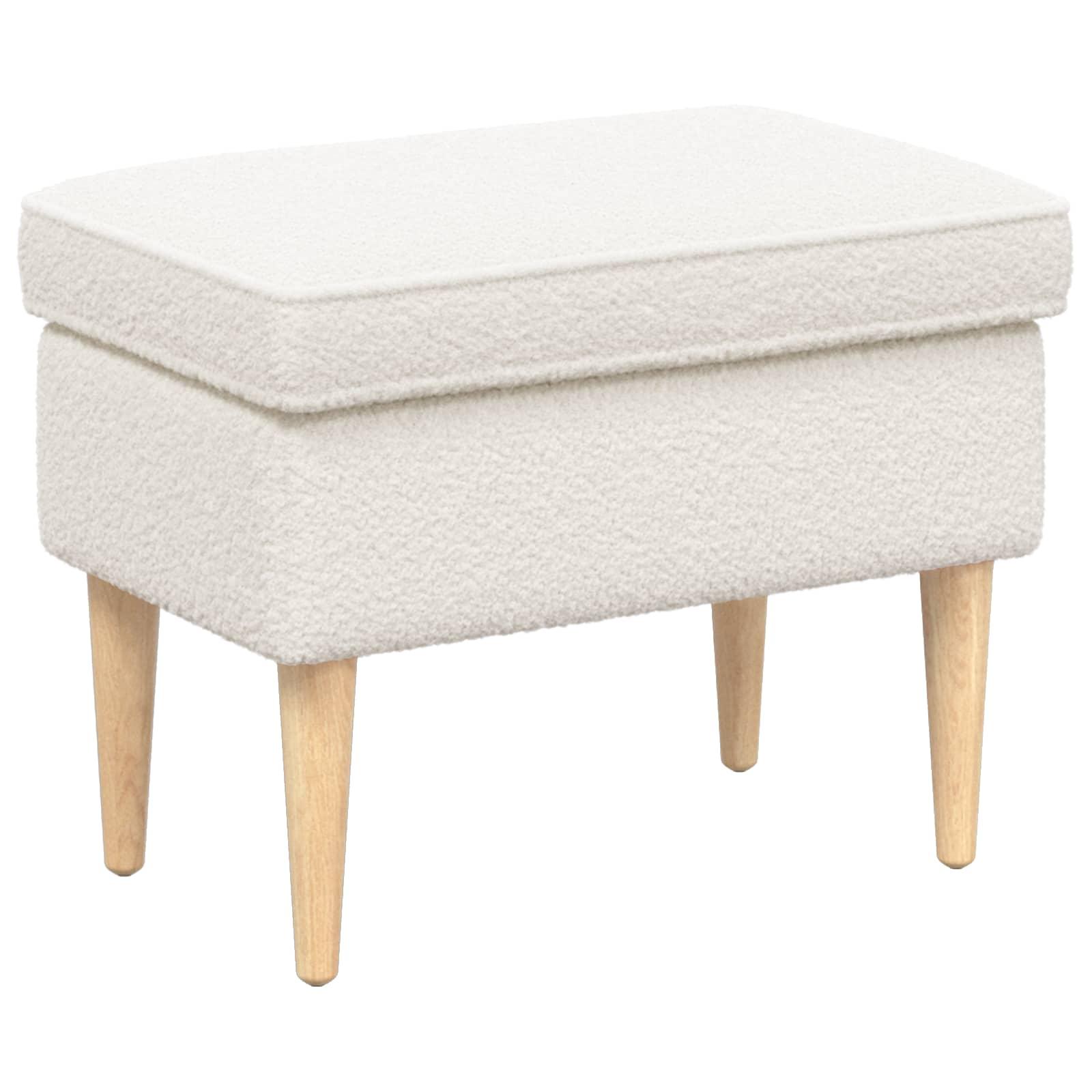 Fodskammel i bouclé - cremefarvet 55 × 35 × 41 cm