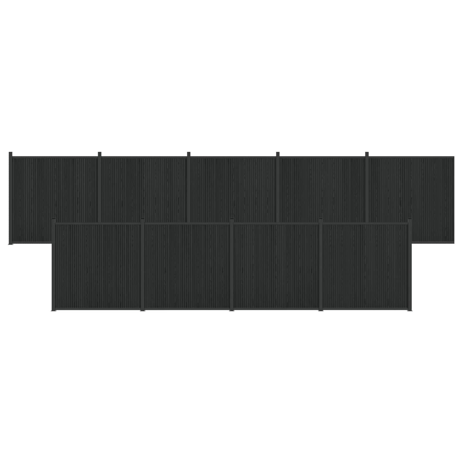 Hegnspanel 9 stk WPC og Aluminium Sort
