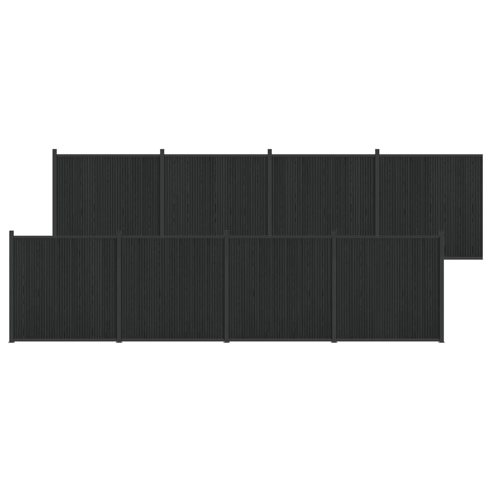 Hegnspanel 8 stk WPC og Aluminium Sort