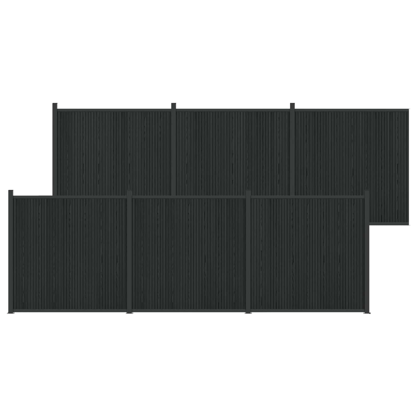 Hegnspanel 6 stk WPC og Aluminium Sort