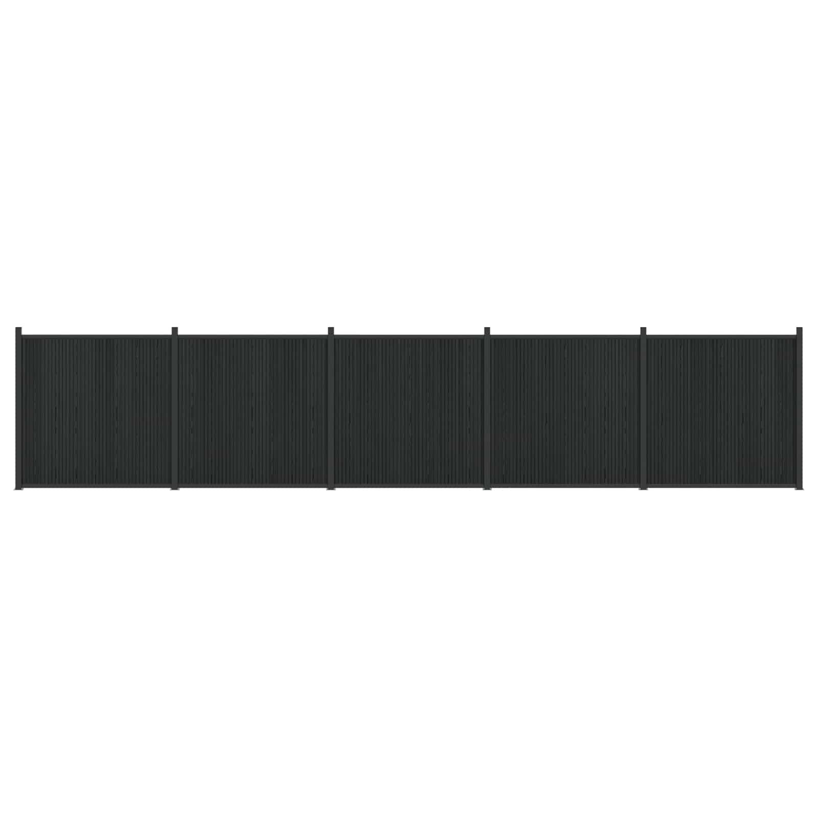 Hegnspanel 5 stk WPC og Aluminium Sort