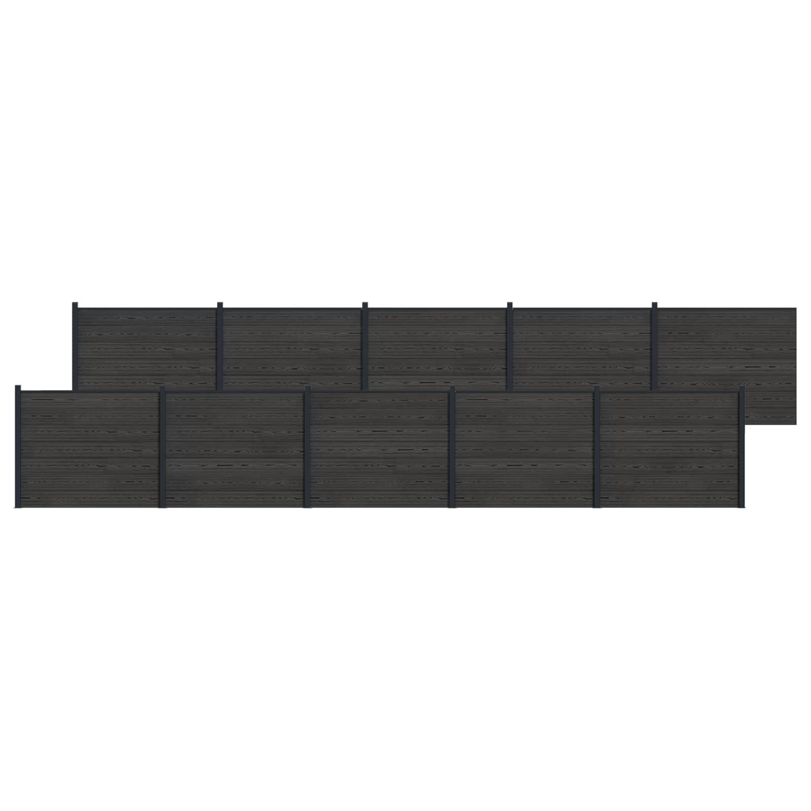 Hegnspanel 10 stk WPC og Aluminium Sort