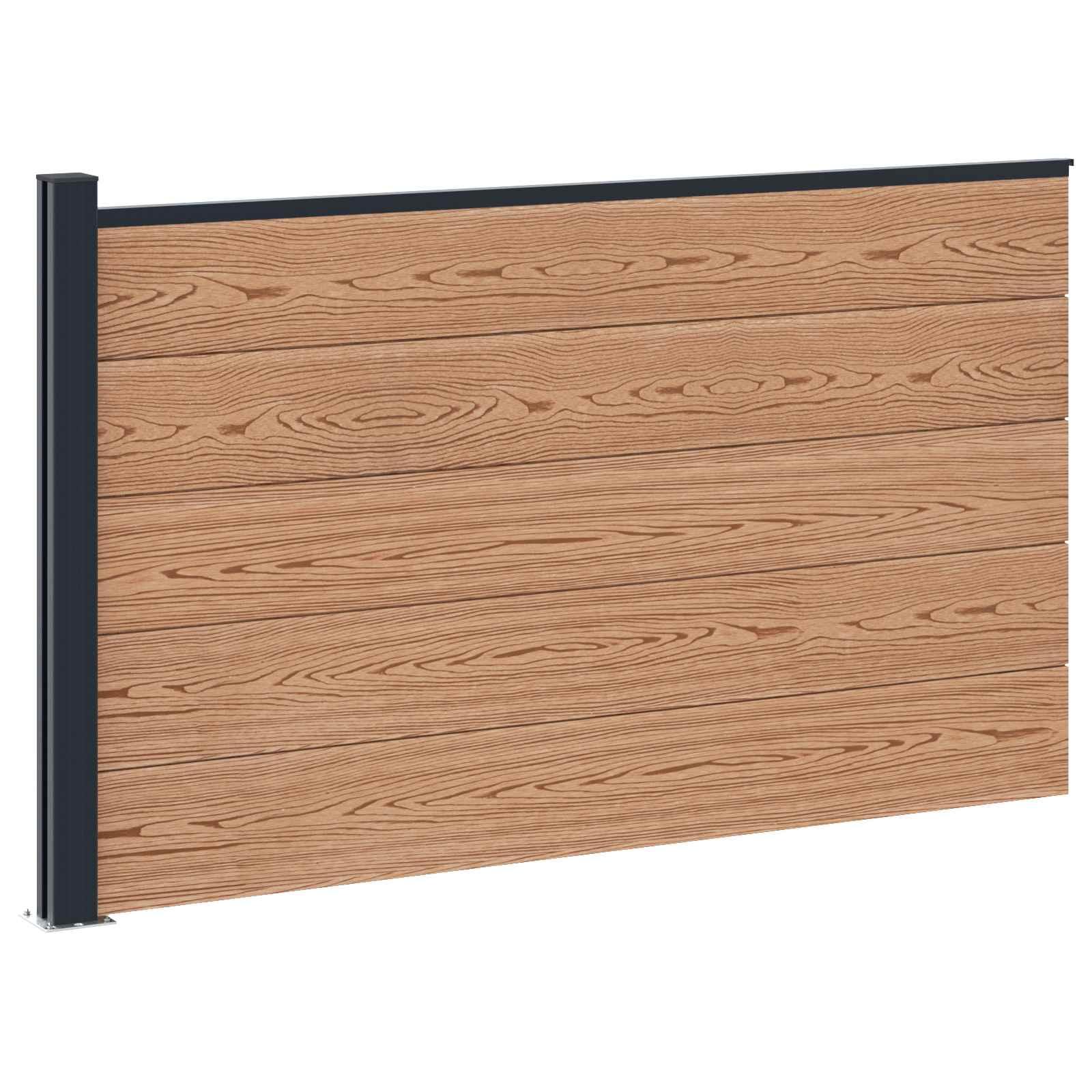 Hegnspanel i WPC og aluminium - brun, 175 × 105 cm