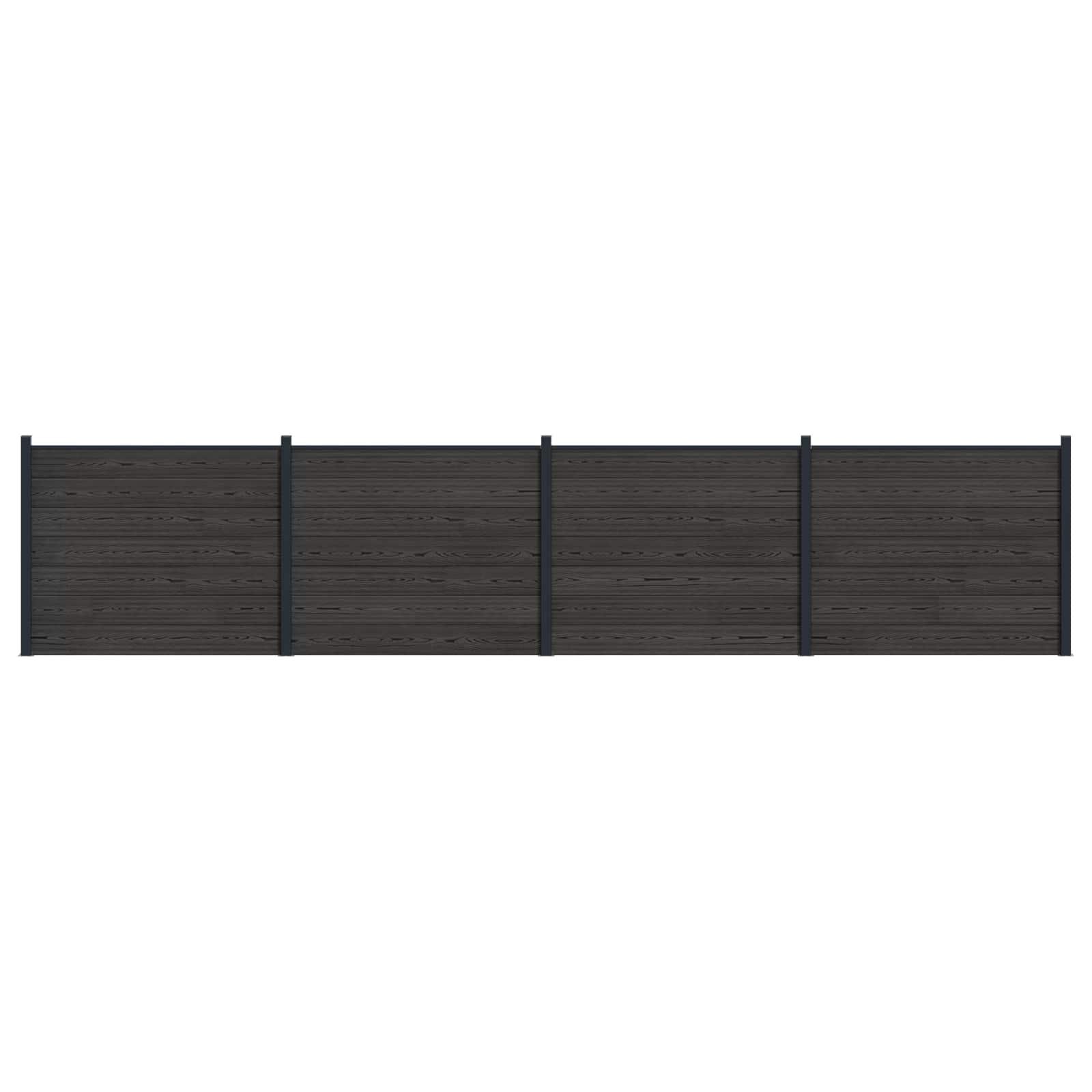 Hegnspanel 4 stk WPC og Aluminium Sort