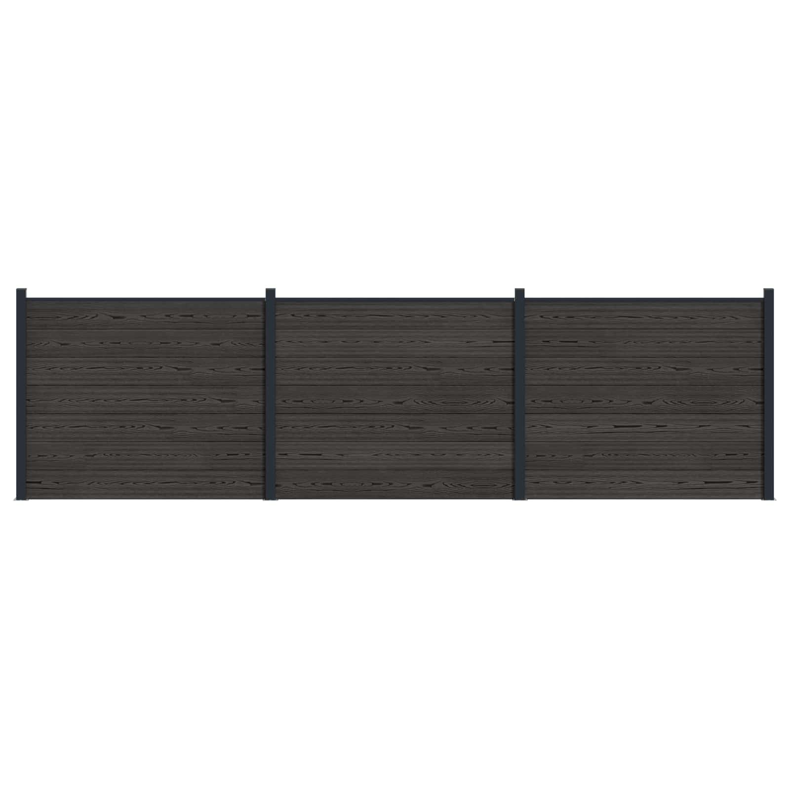 Hegnspanel 3 stk WPC og Aluminium Sort