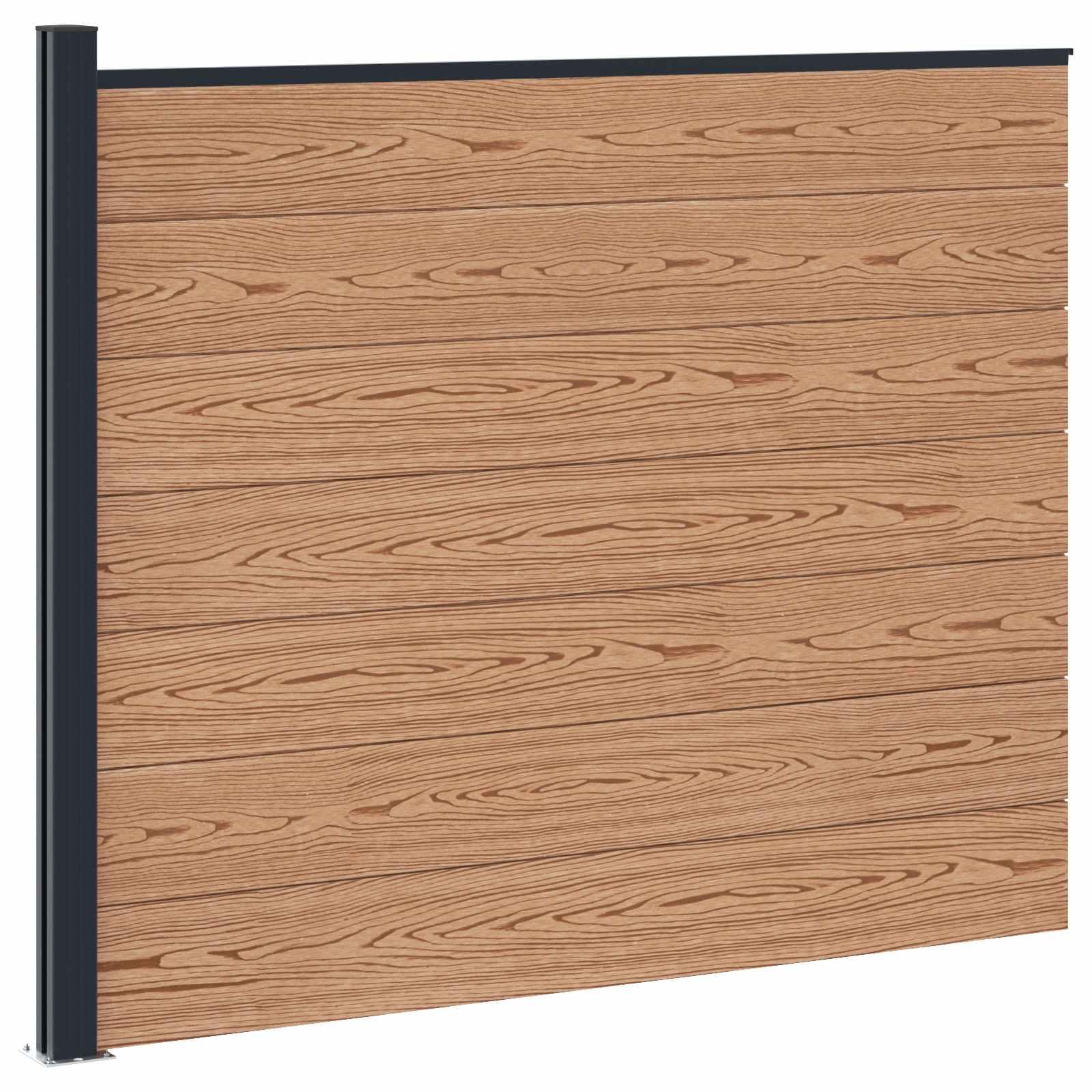 Hegnspanel i WPC og aluminium - brun, 175 × 146 cm