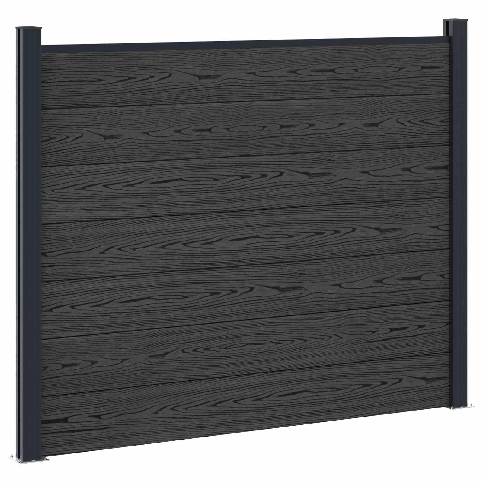 Hegnspanel i WPC og aluminium - sort 180 × 146 cm