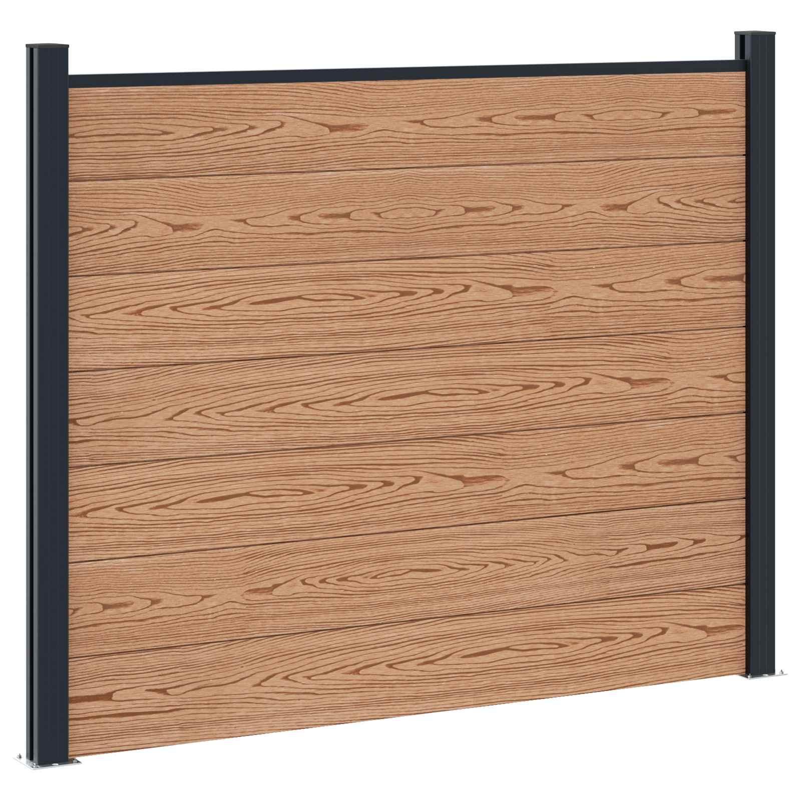 Hegnspanel i WPC og aluminium - brun, 180 × 146 cm