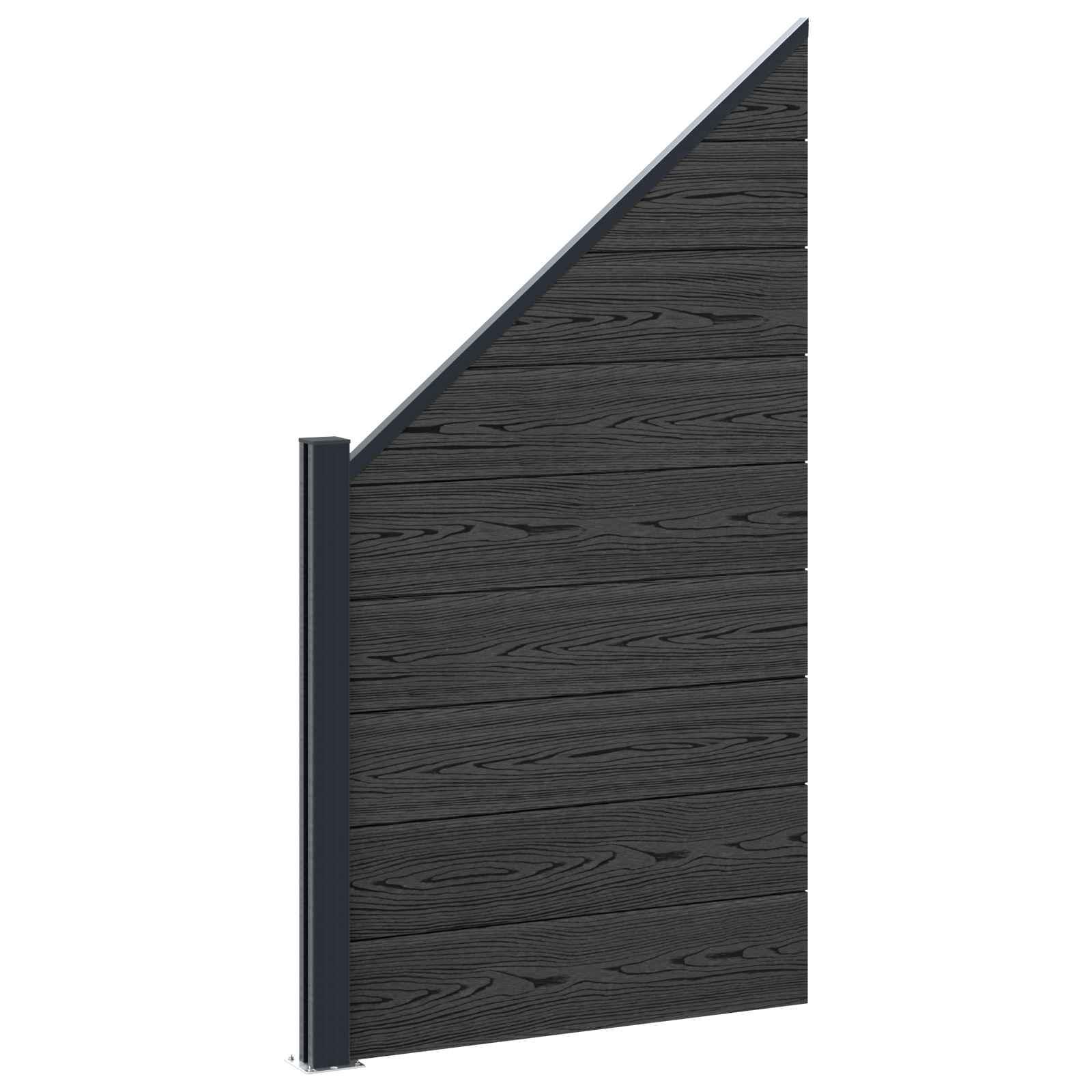 Hegnssæt i WPC og aluminium 95 × 180 cm - sort
