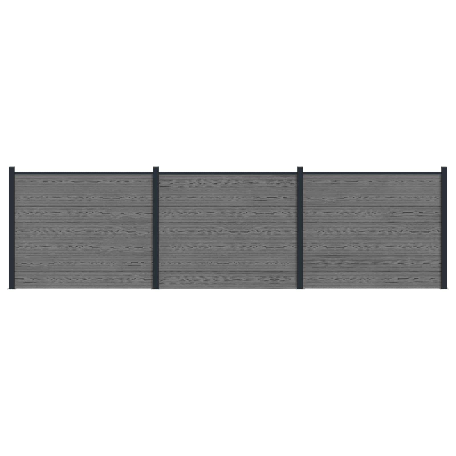 Hegnspanel 3 stk WPC og Aluminium Grå