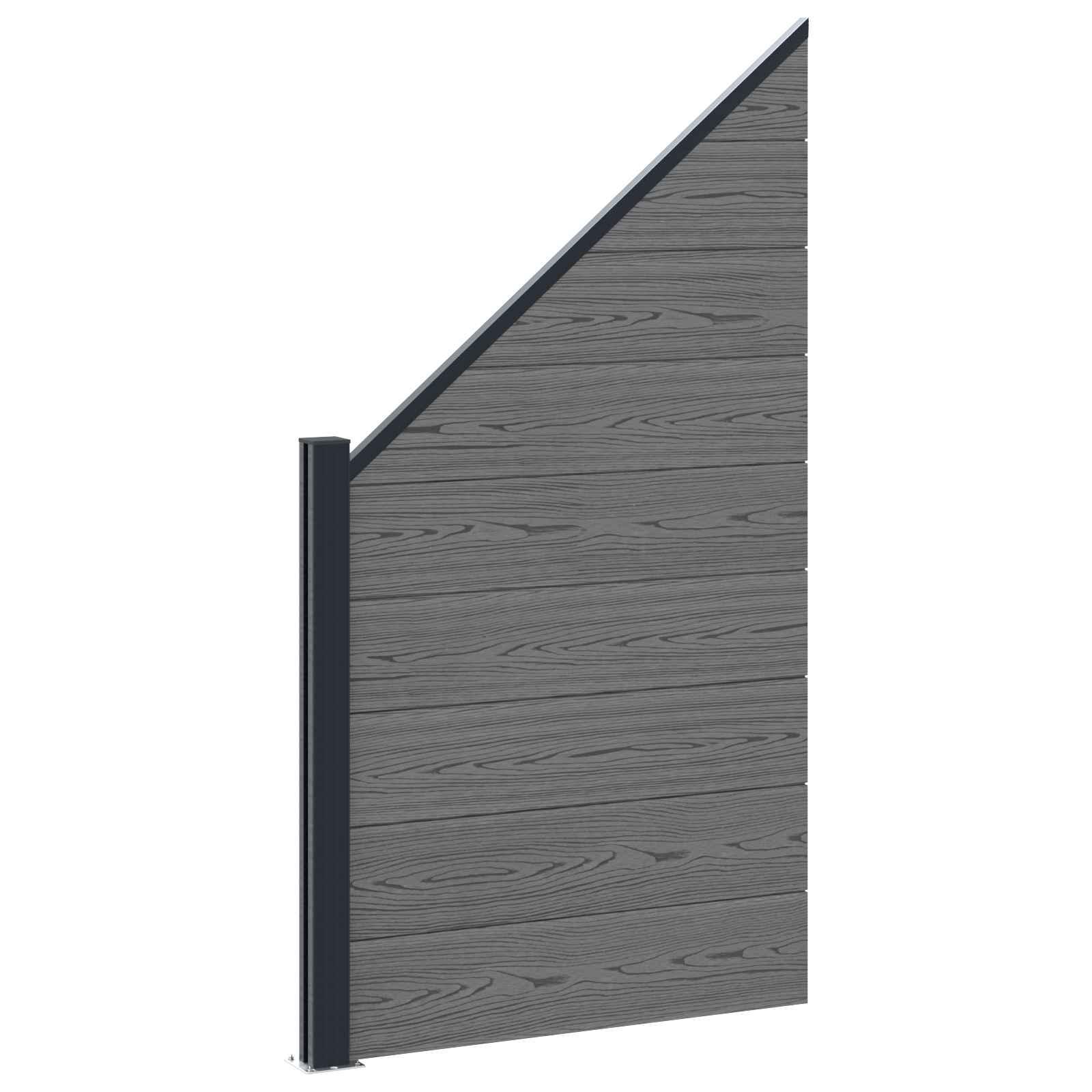 Hegnssæt 95 × 180 cm i WPC og aluminium - grå
