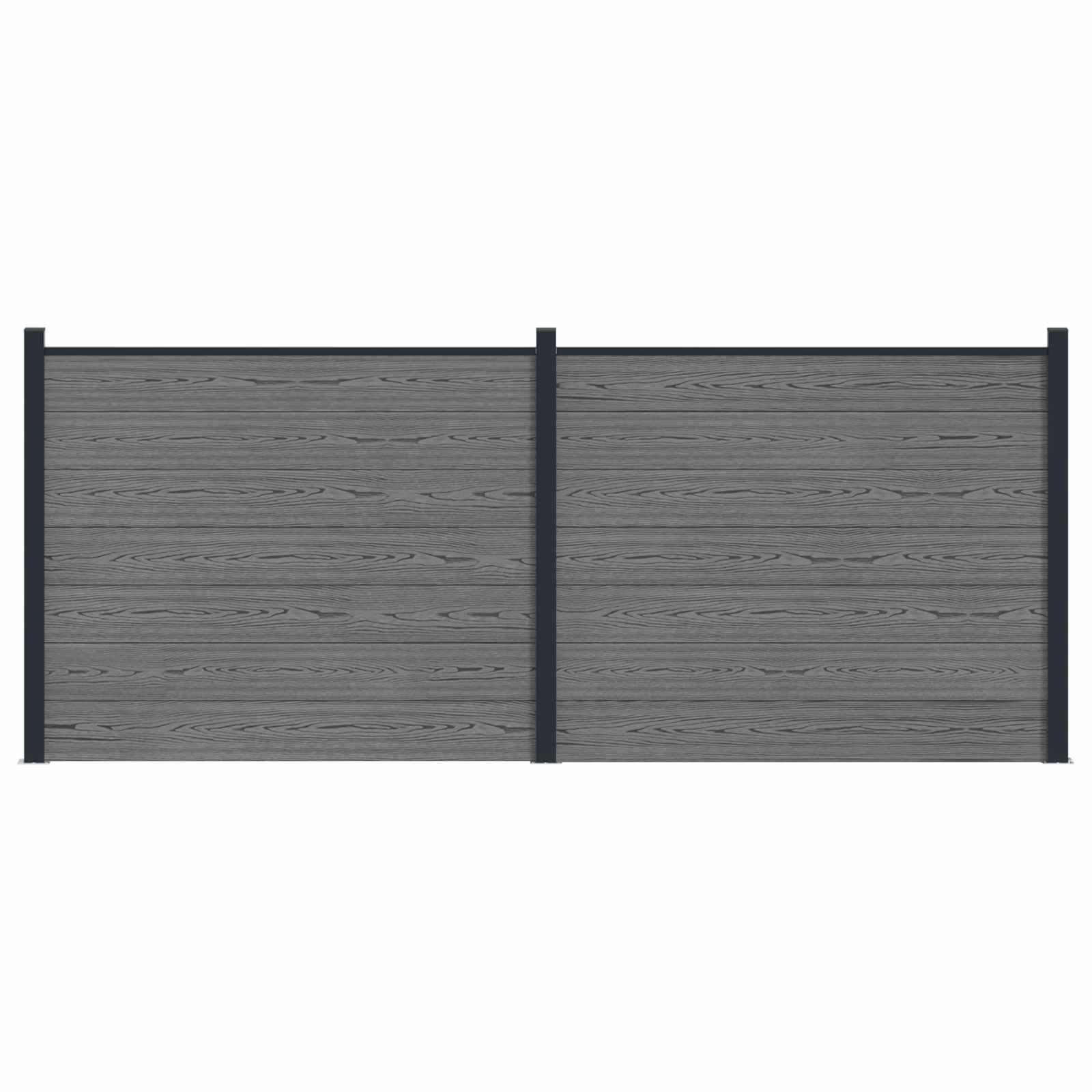 Hegnspanel 2 stk WPC og Aluminium Grå