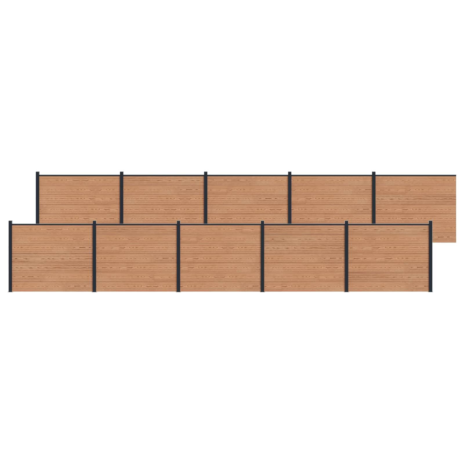 Hegnspanel 10 stk WPC og Aluminium Brun