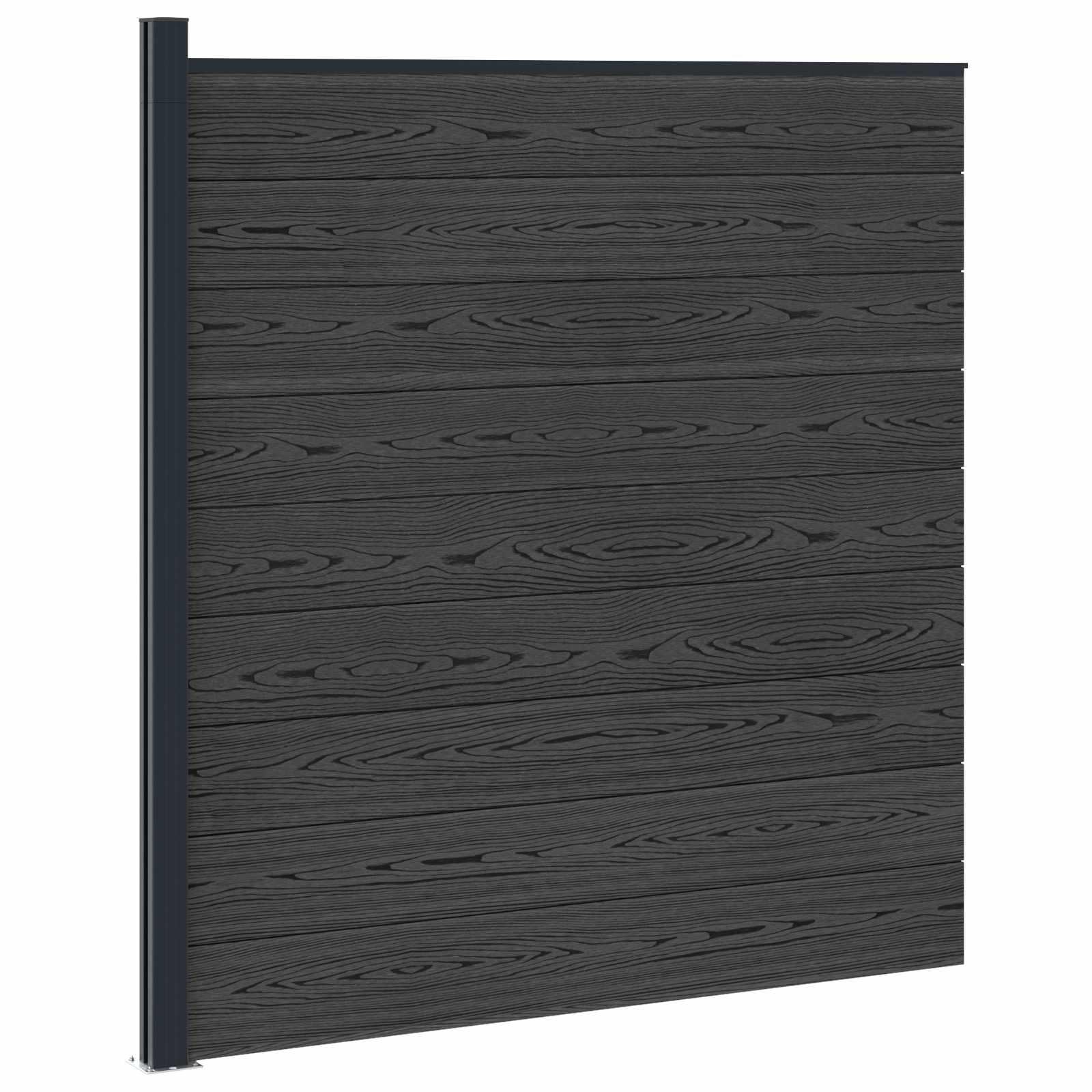 Hegnssæt 175 × 186 cm i WPC og aluminium - sort
