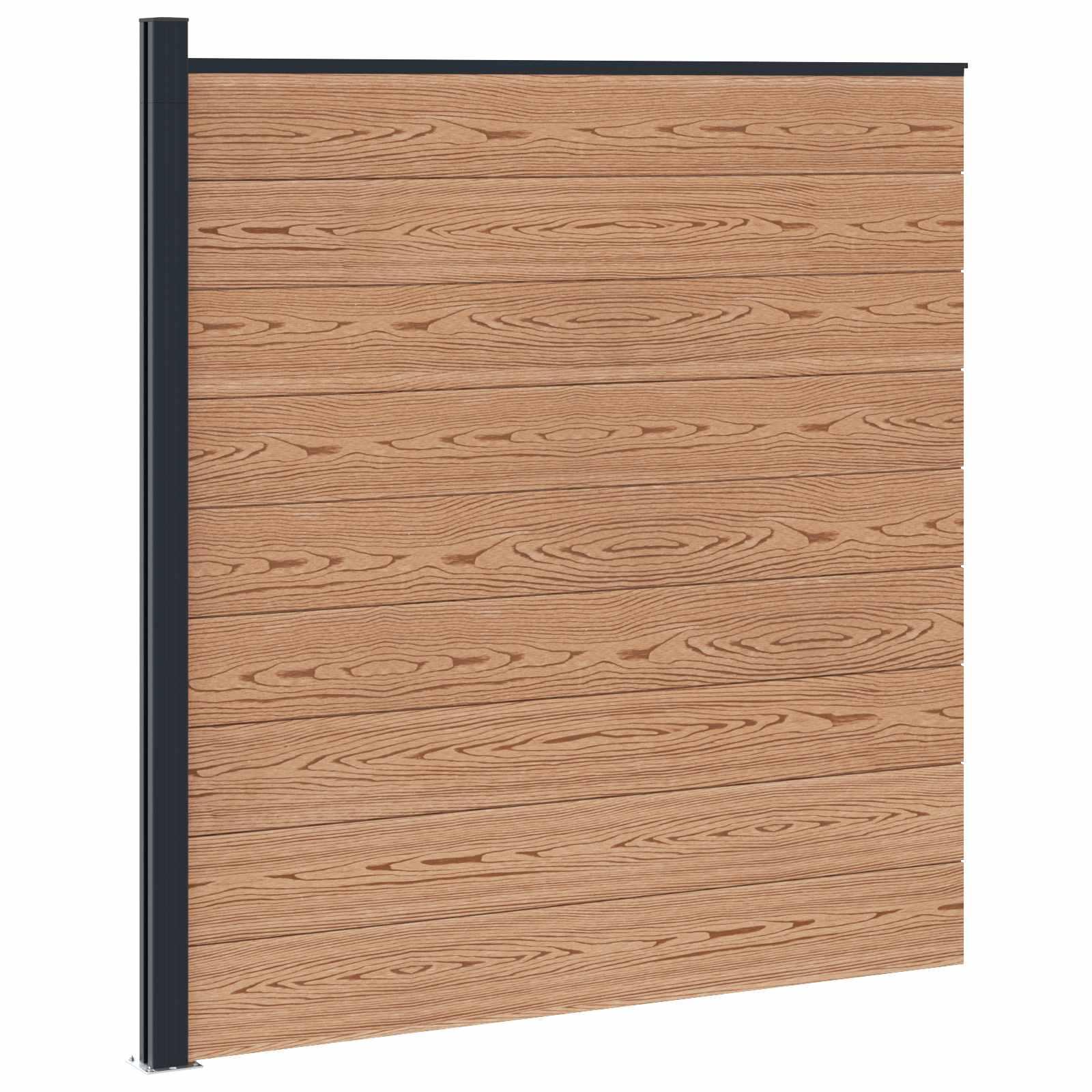 Hegnssæt 175 × 186 cm i brun WPC og aluminium - modulært havehegn