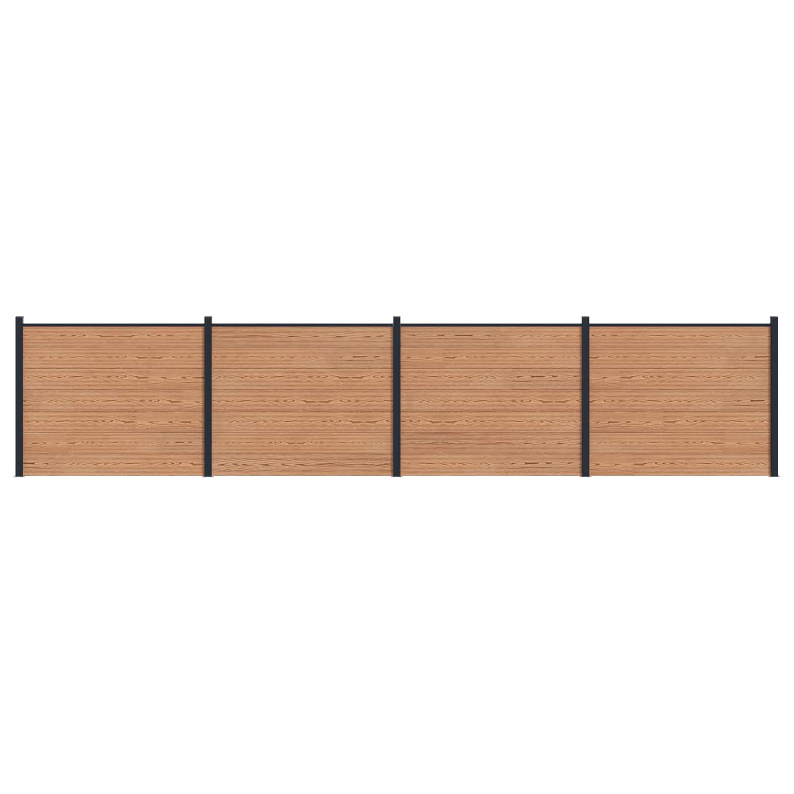 Hegnspanel 4 stk WPC og Aluminium Brun