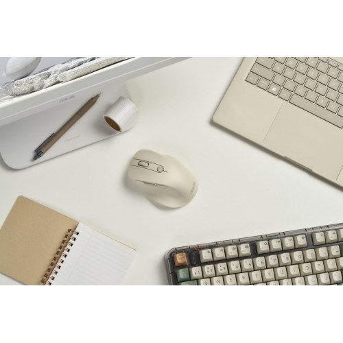 ASUS MD105 MK trådløs mus - højrehåndet, RF + Bluetooth, 2.400 DPI - Beige