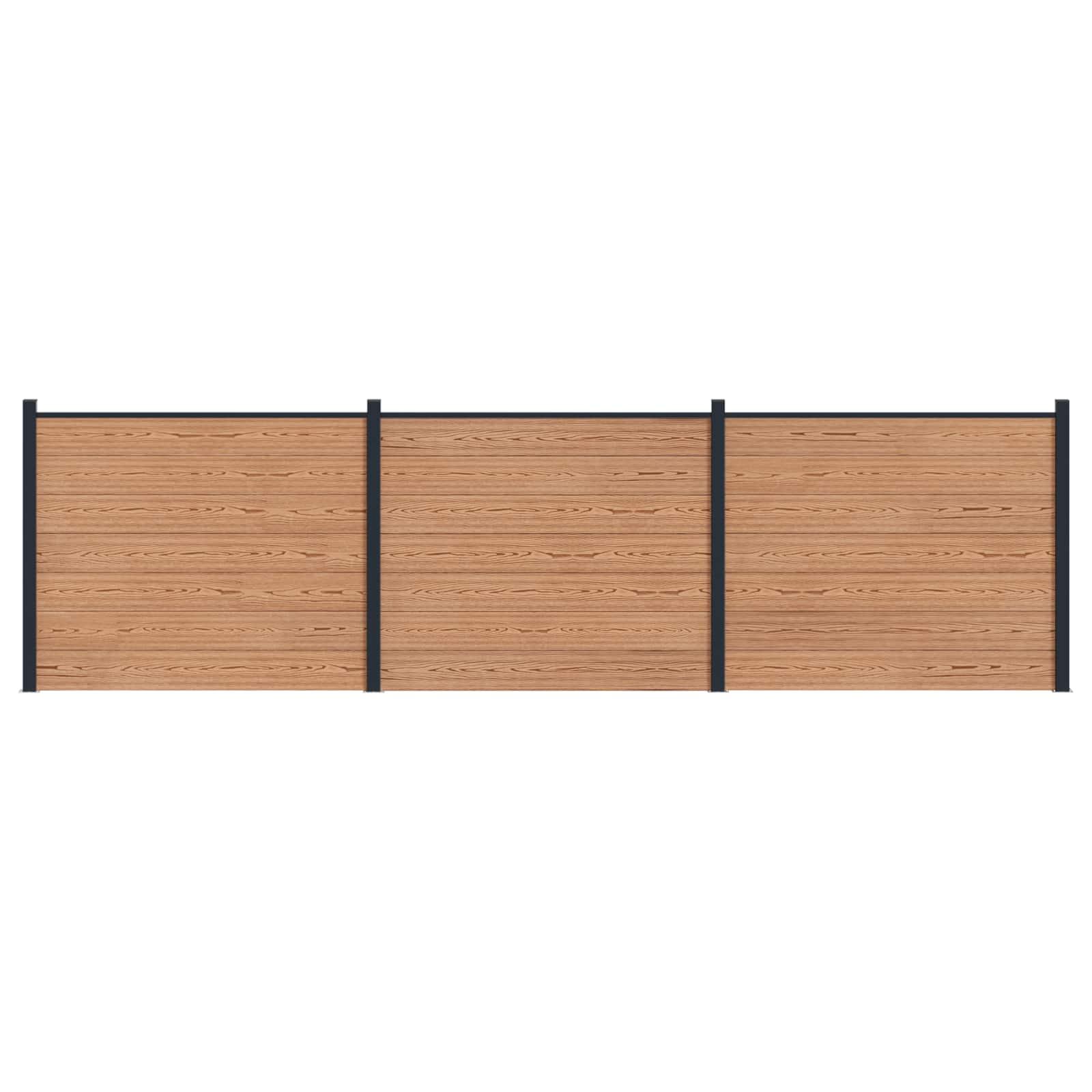 Hegnspanel 3 stk WPC og Aluminium Brun