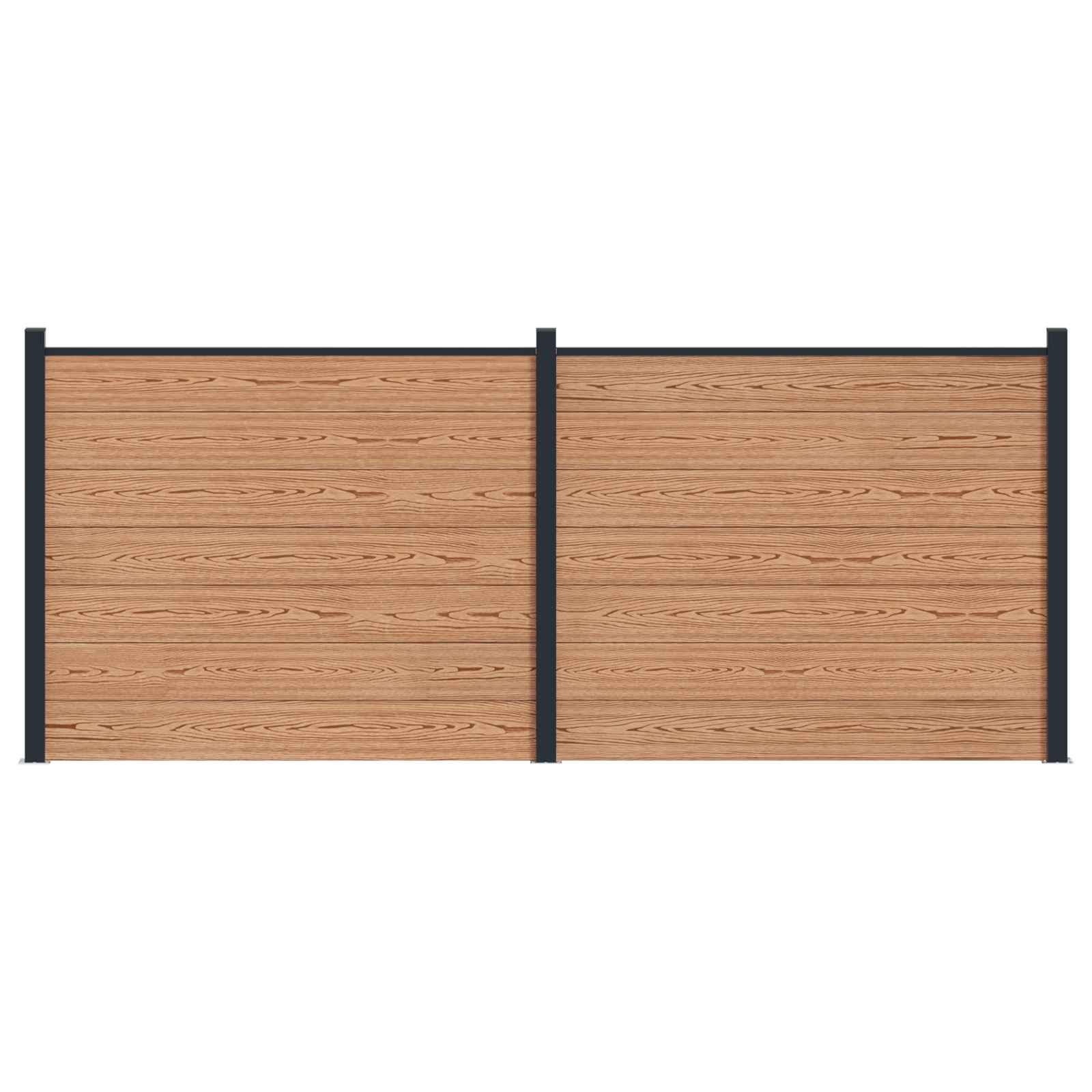 Hegnspanel 2 stk WPC og Aluminium Brun
