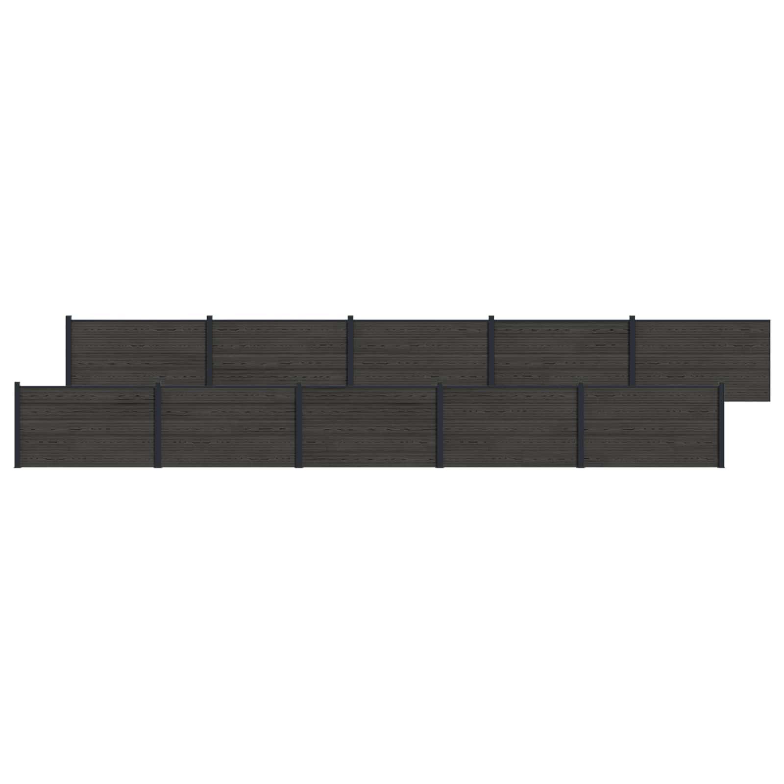 Hegnspanel 10 stk WPC og Aluminium Sort