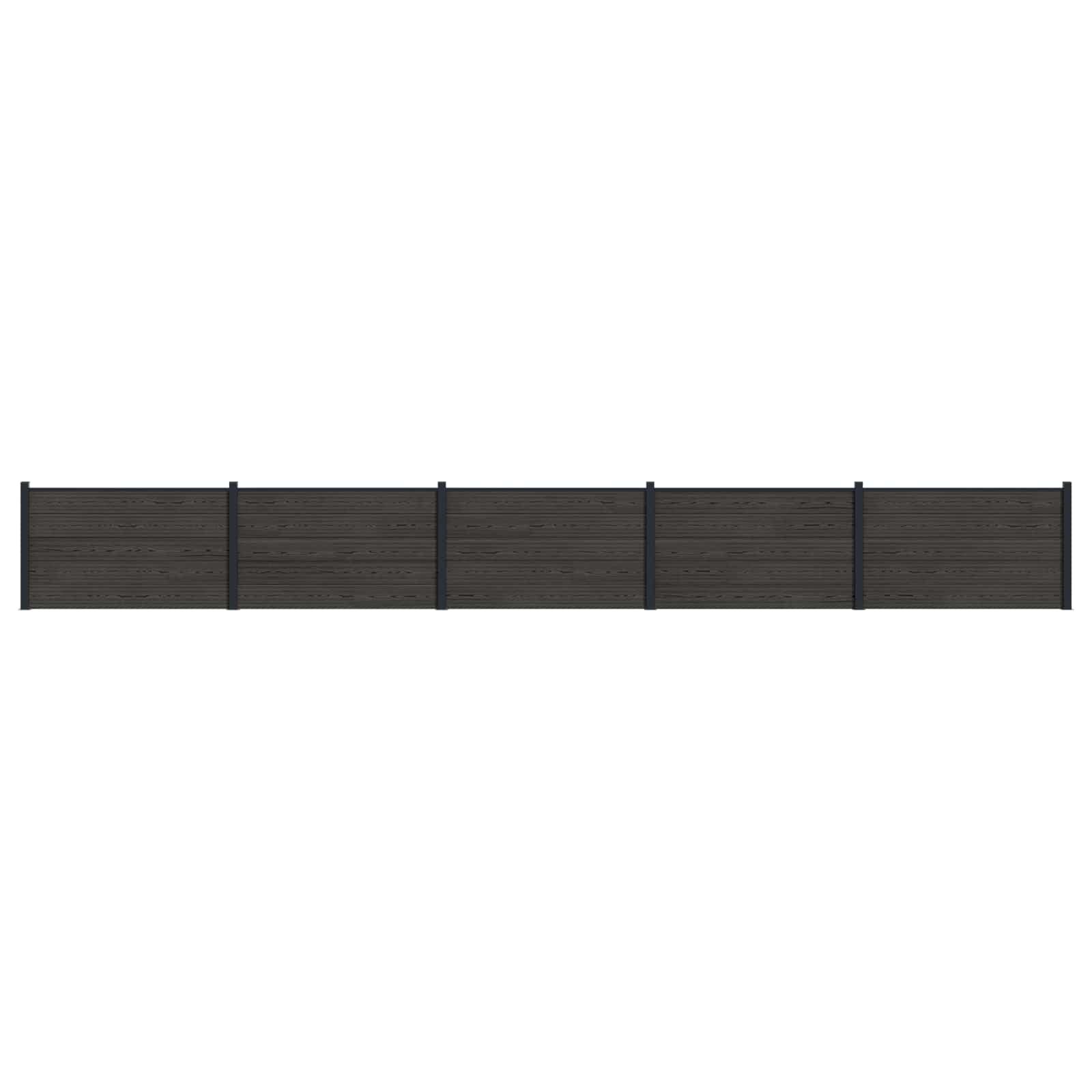 Hegnspanel 5 stk WPC og Aluminium Sort