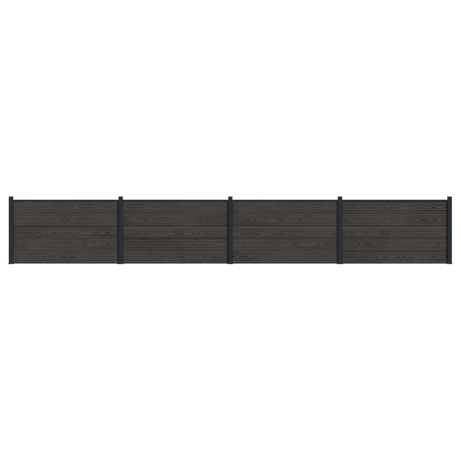 Hegnspanel 4 stk WPC og Aluminium Sort
