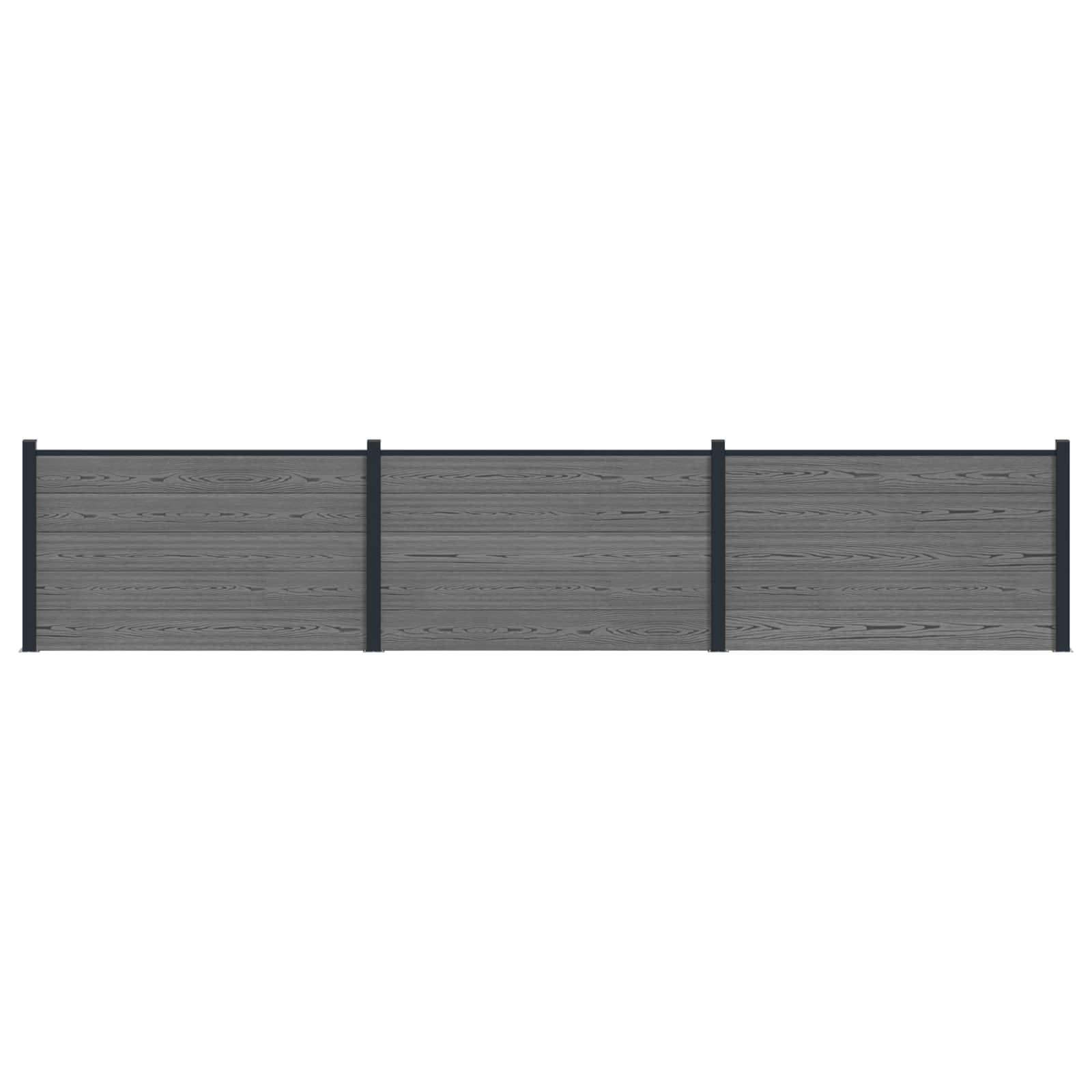 Hegnspanel 3 stk WPC og Aluminium Grå