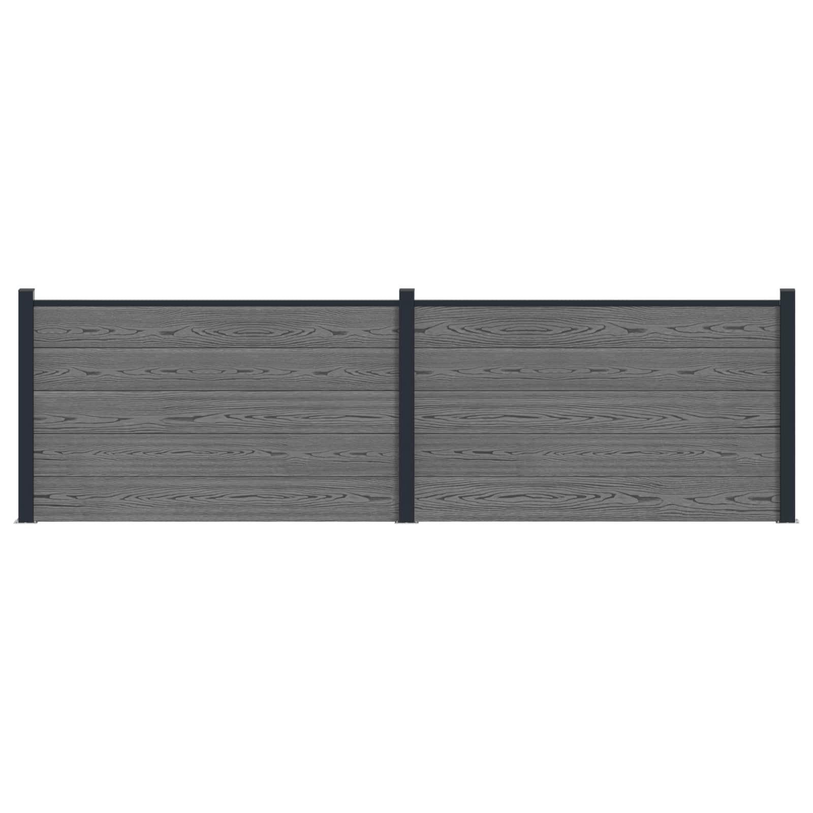 Hegnspanel 2 stk WPC og Aluminium Grå