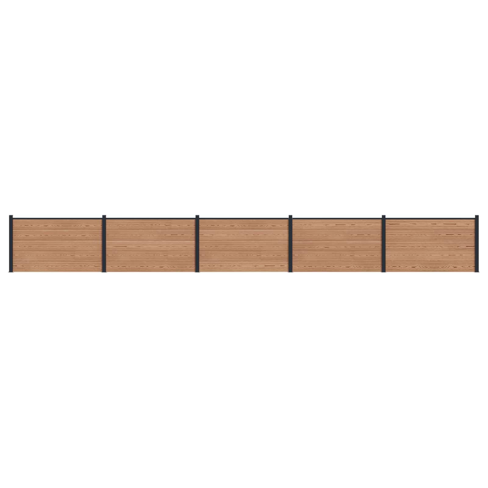 Hegnspanel 5 stk WPC og Aluminium Brun