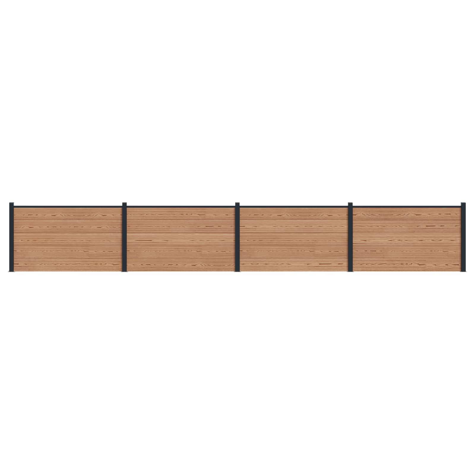 Hegnspanel 4 stk WPC og Aluminium Brun