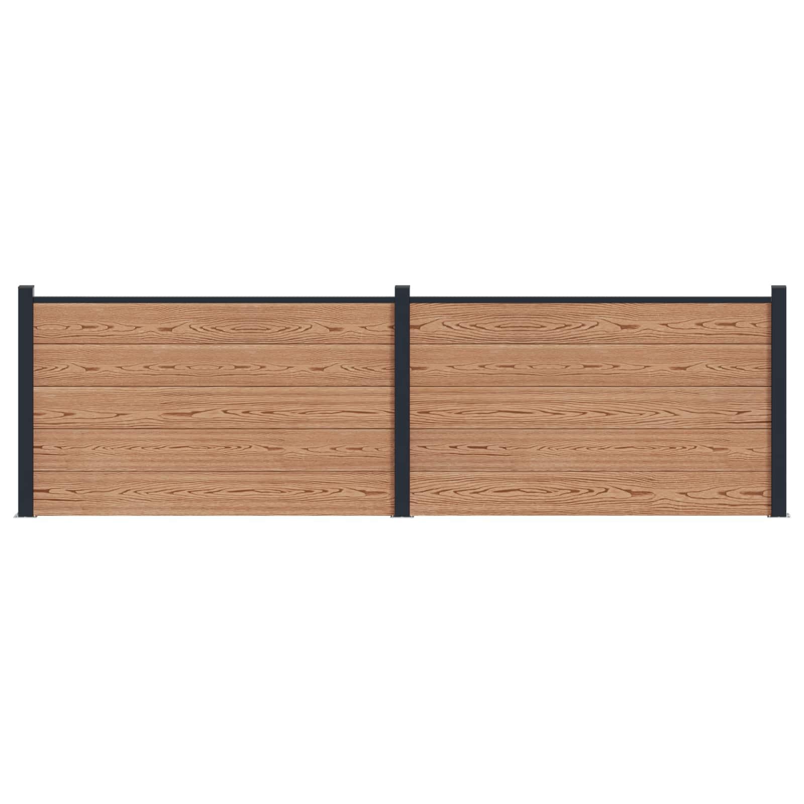 Hegnspanel 2 stk WPC og Aluminium Brun