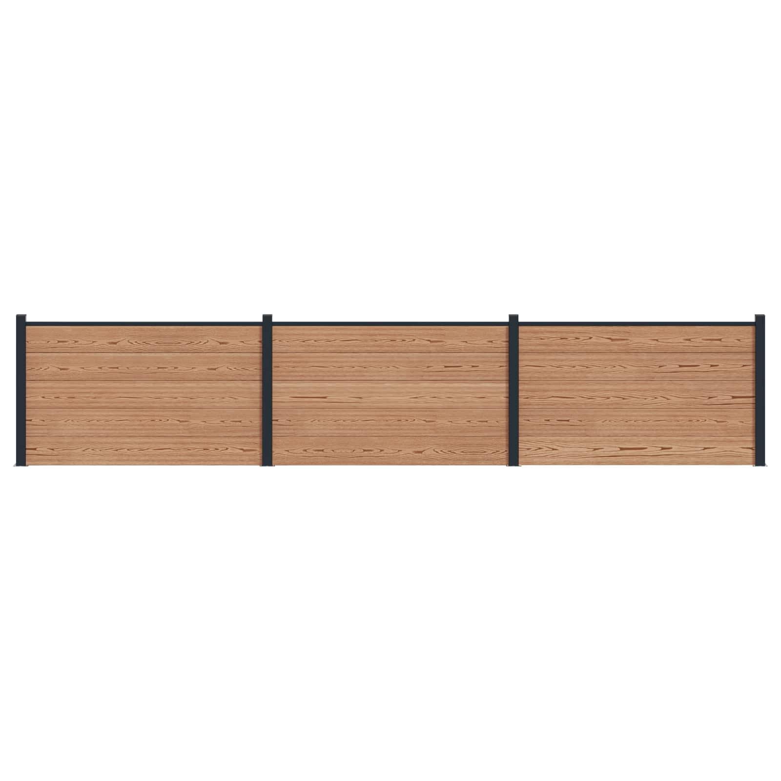 Hegnspanel 3 stk WPC og Aluminium Brun