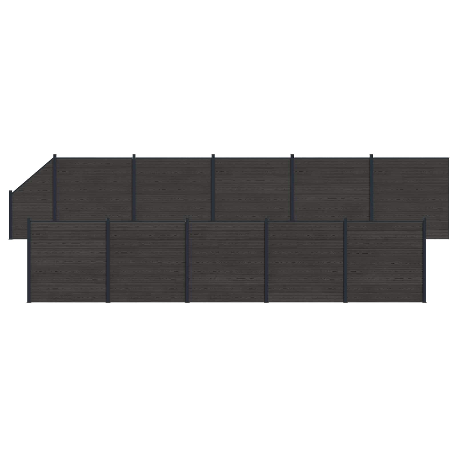 Hegnspanel 11 stk WPC og Aluminium Sort