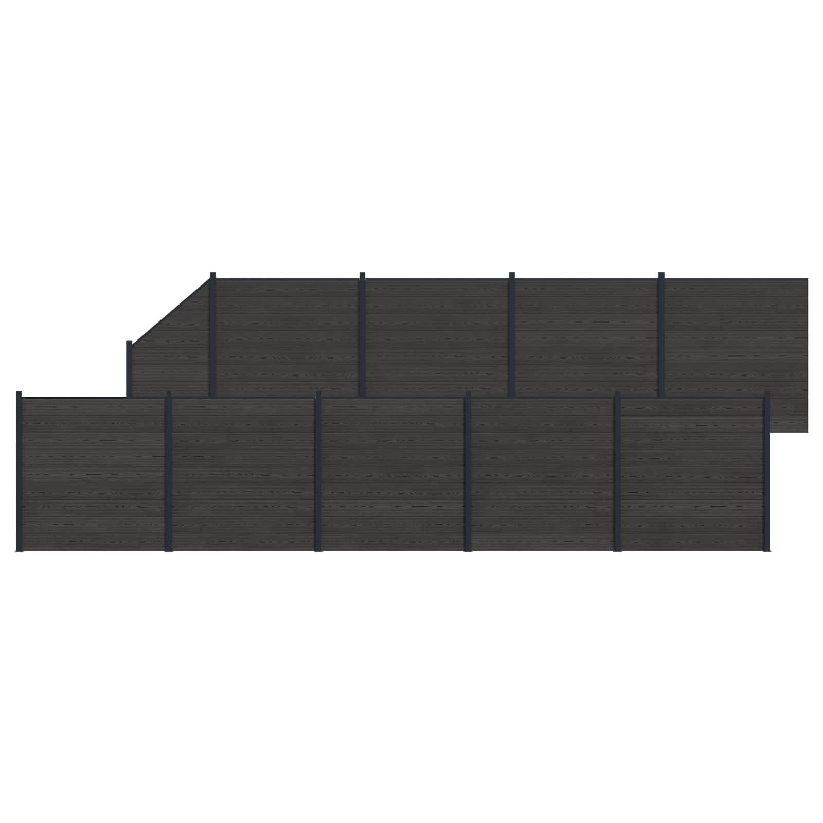 Hegnspanel 10 stk WPC og Aluminium Sort