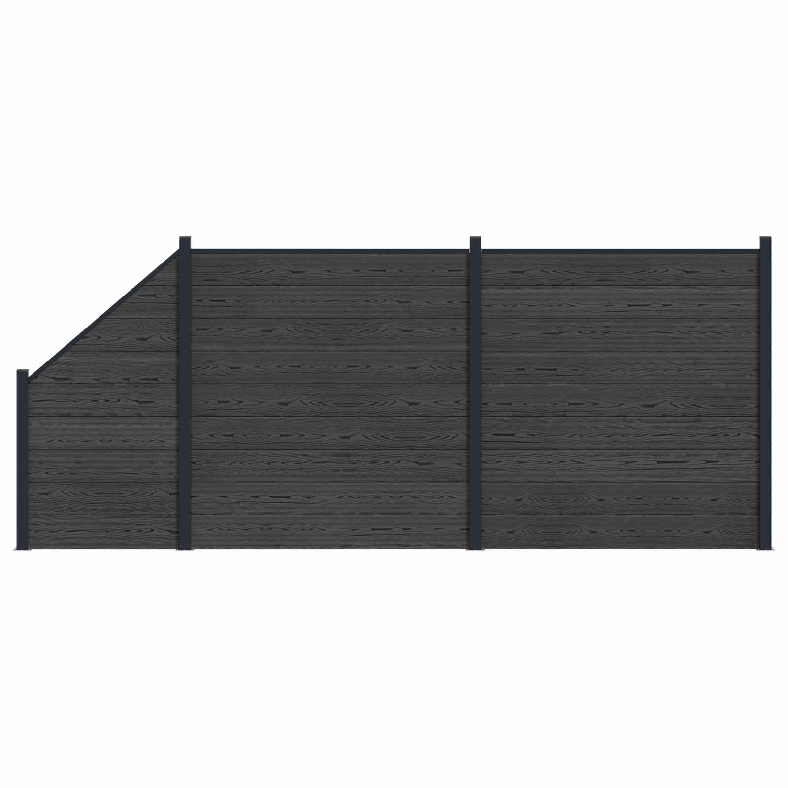 Hegnspanel 3 stk WPC og Aluminium Sort