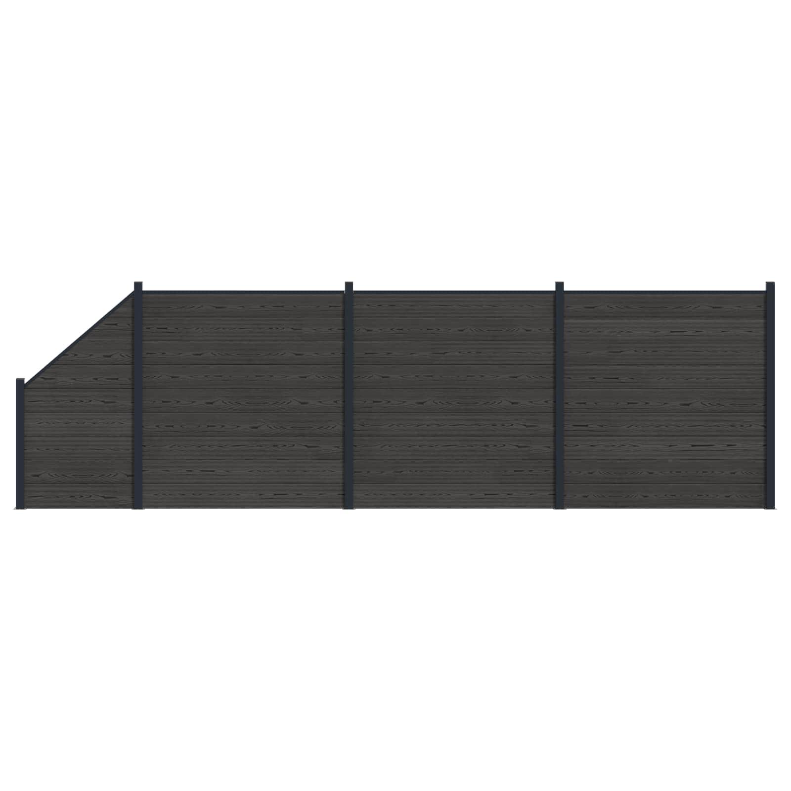 Hegnspanel 4 stk WPC og Aluminium Sort