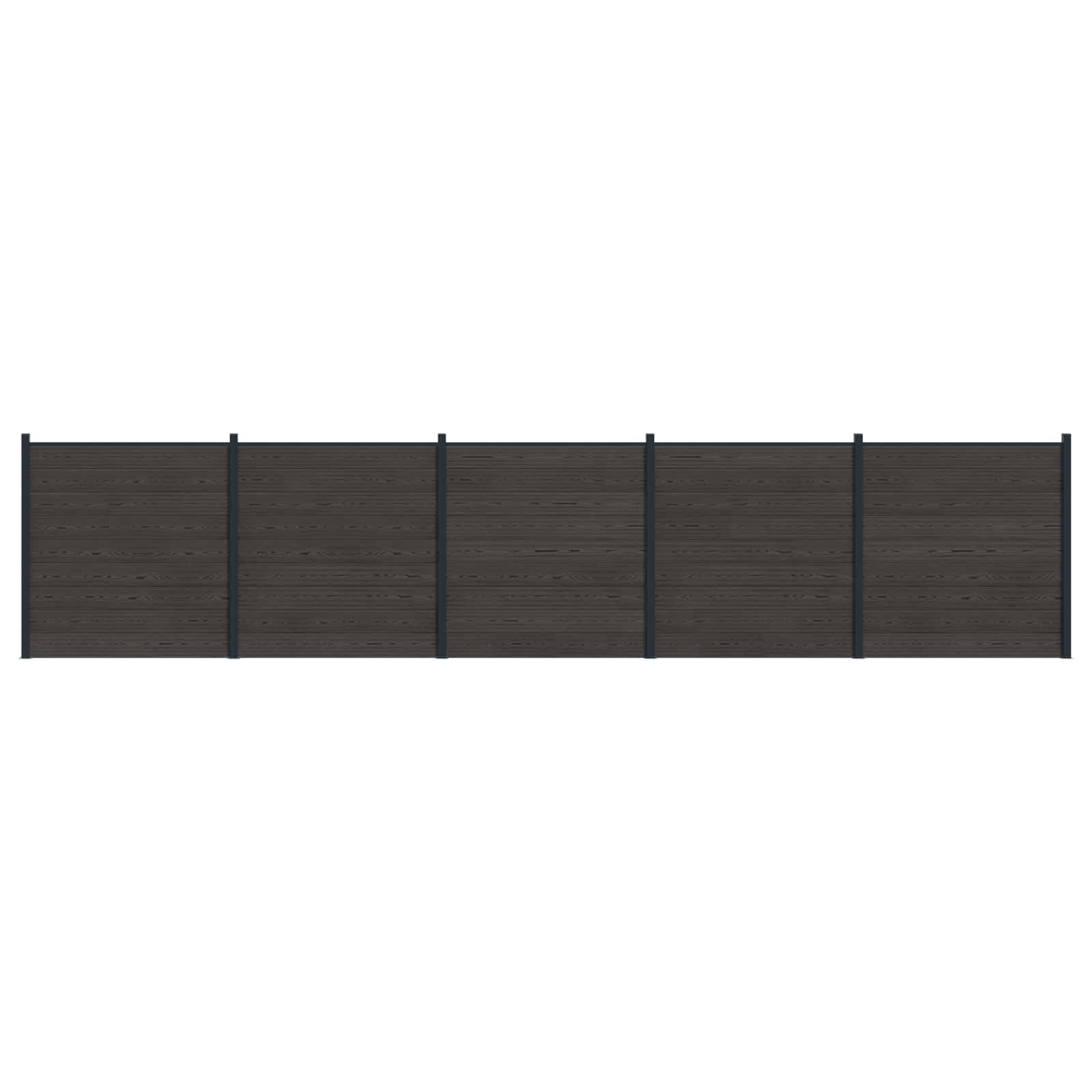 Hegnspanel 5 stk WPC og Aluminium Sort