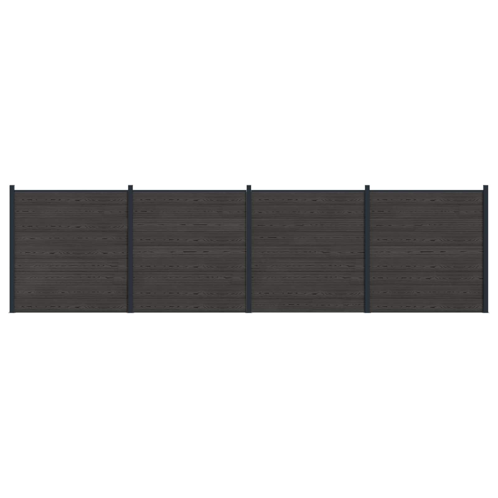 Hegnspanel 4 stk WPC og Aluminium Sort