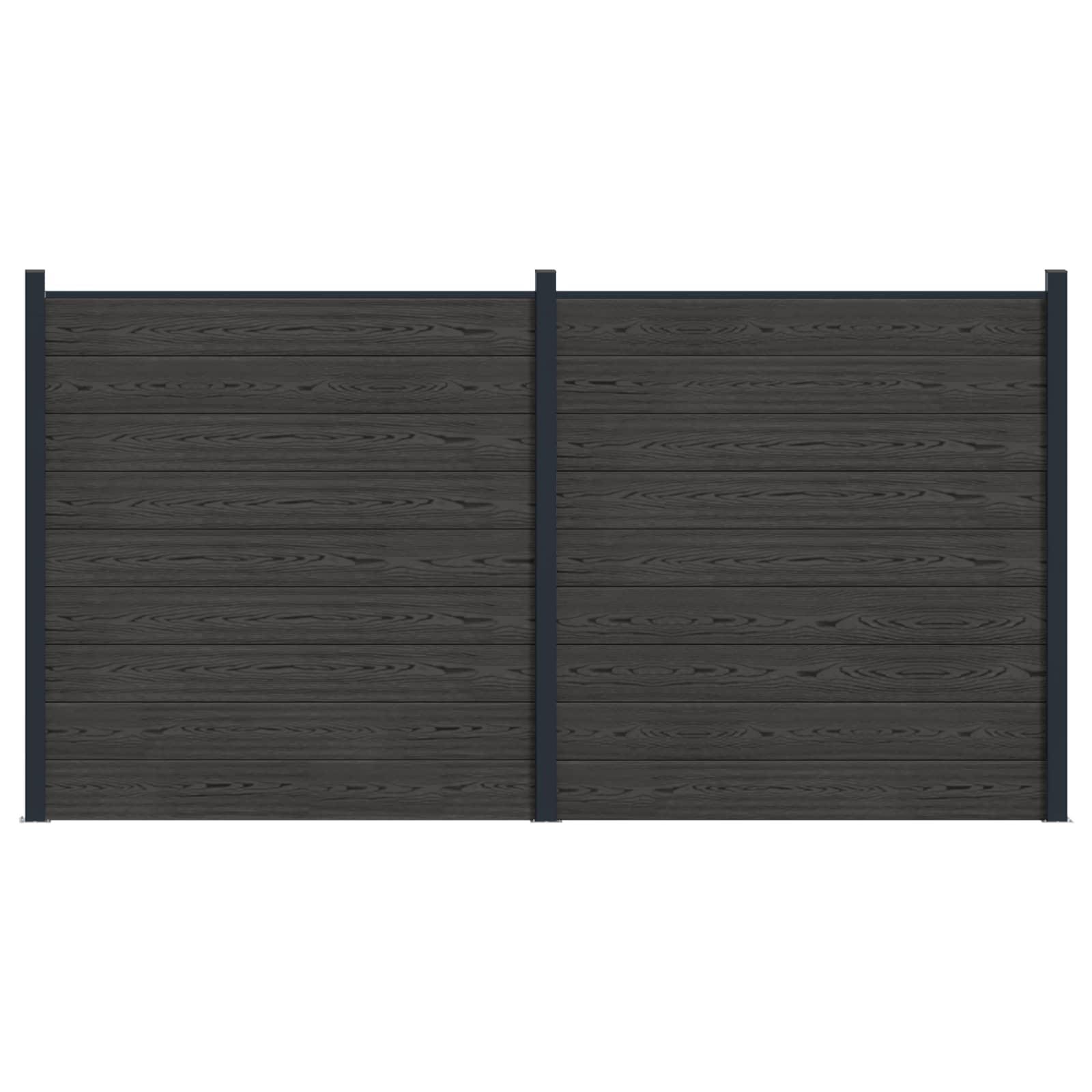 Hegnspanel 2 stk WPC og Aluminium Sort