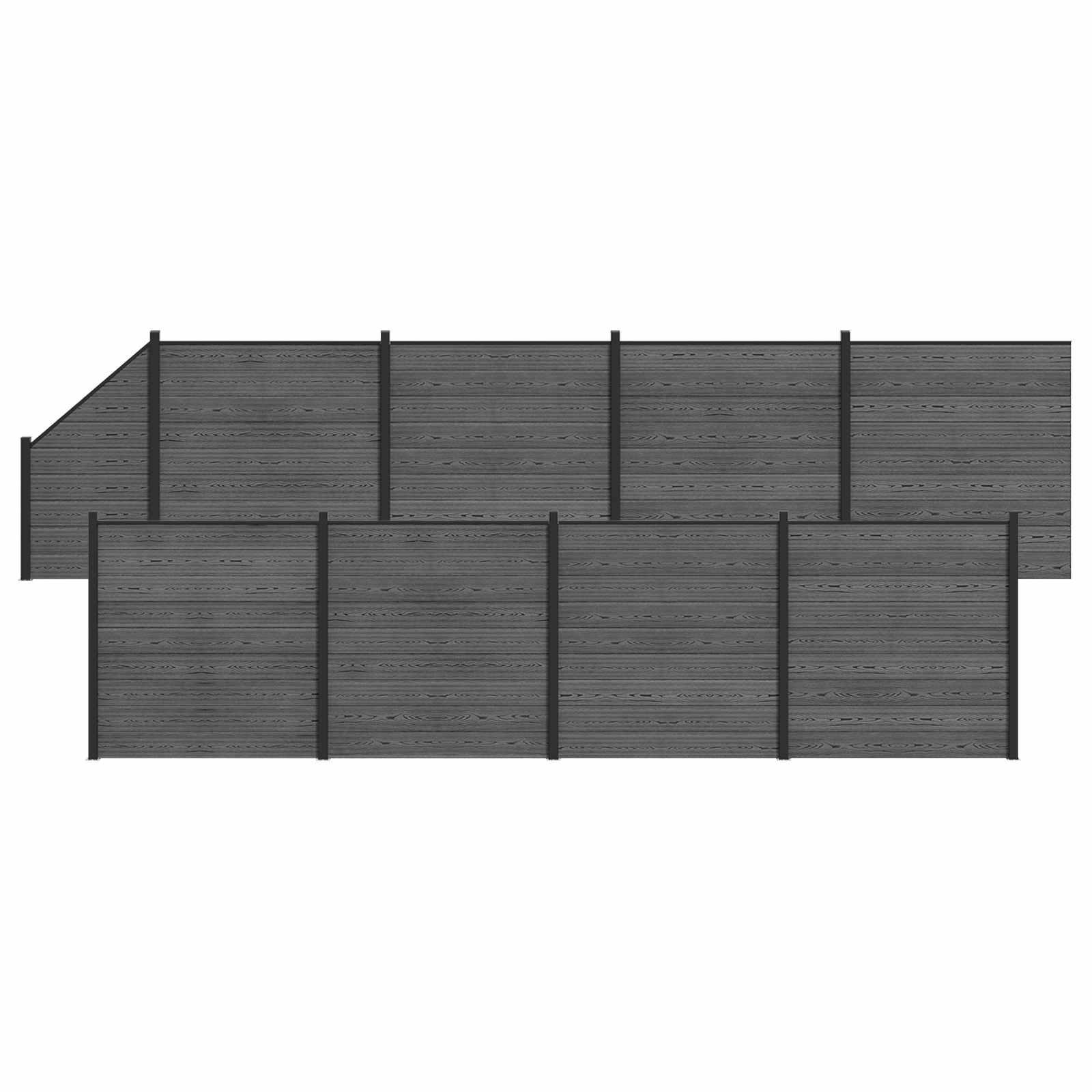 Hegnspanel 9 stk WPC og Aluminium Grå