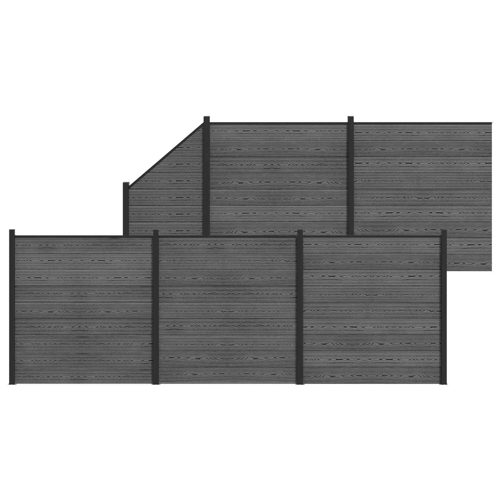 Hegnspanel 6 stk WPC og Aluminium Grå