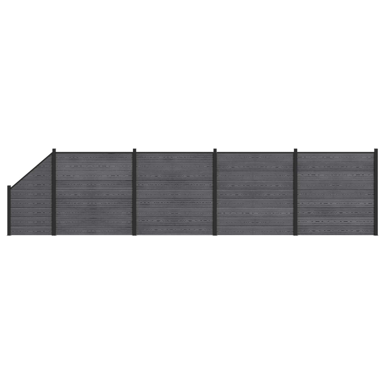 Hegnspanel 5 stk WPC og Aluminium Grå