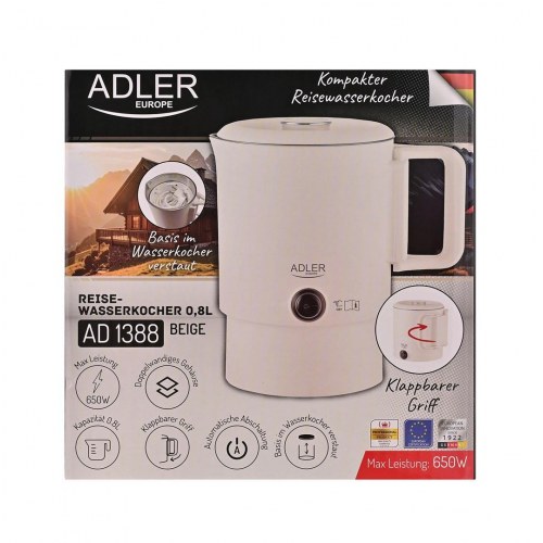 Adler AD 1388b rejsevandkoger 0,8 l - 650 W, beige