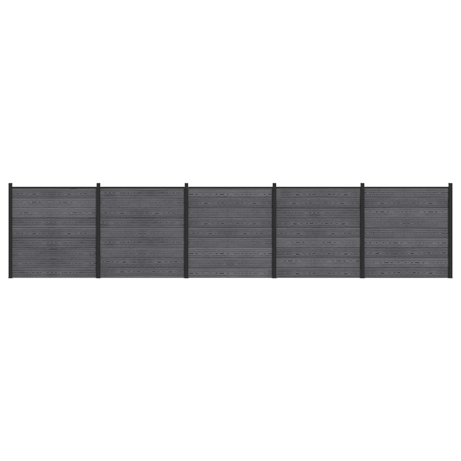 Hegnspanel 5 stk WPC og Aluminium Grå