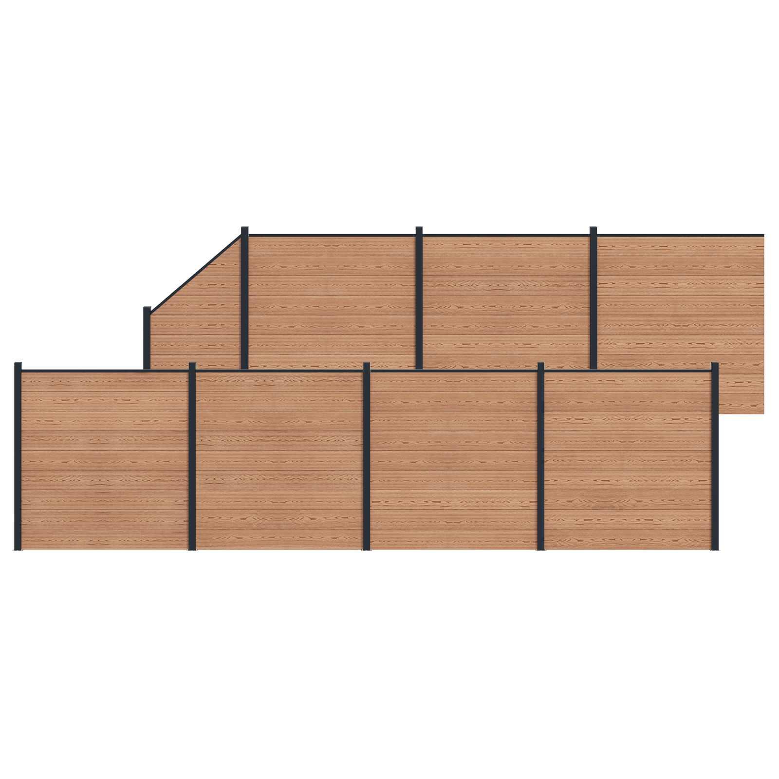 Hegnspanel 8 stk WPC og Aluminium Brun