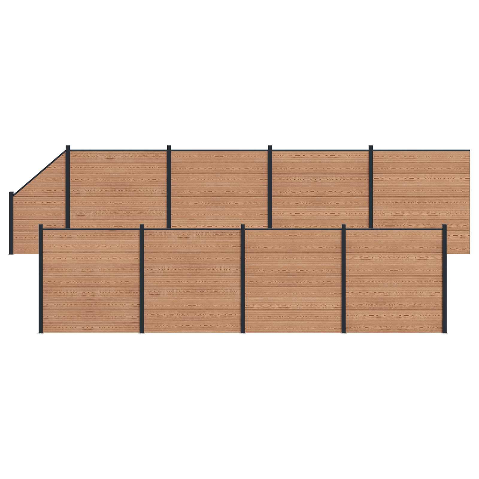 Hegnspanel 9 stk WPC og Aluminium Brun