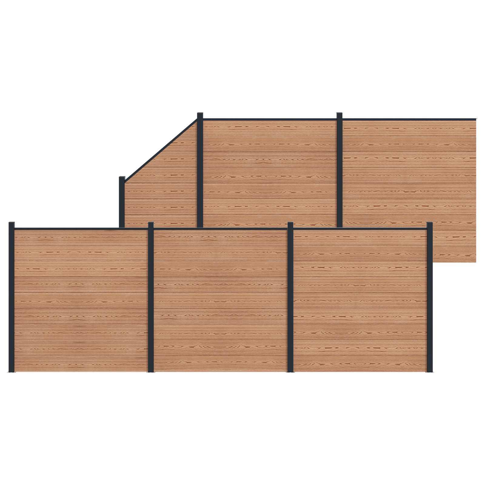 Hegnspanel 6 stk WPC og Aluminium Brun