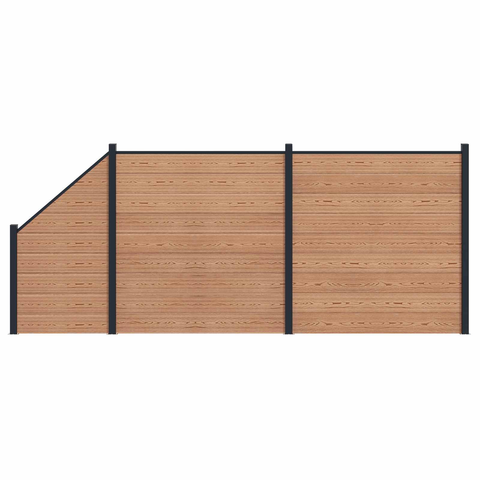 Hegnspanel 3 stk WPC og Aluminium Brun