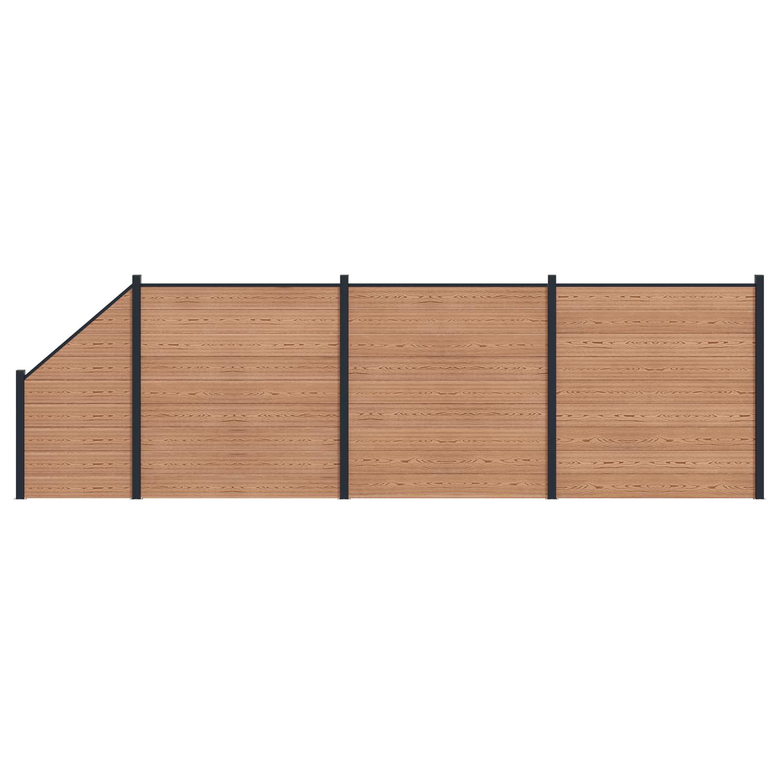 Hegnspanel 4 stk WPC og Aluminium Brun