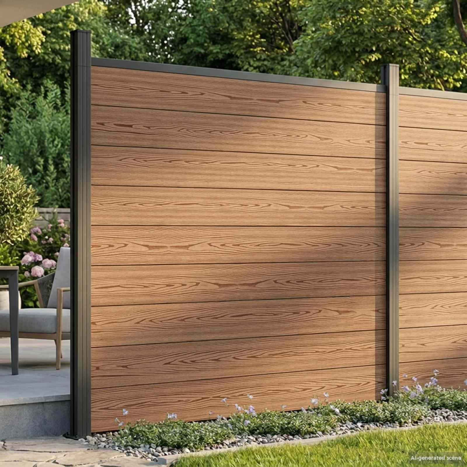 Hegnspanel 6 stk WPC og Aluminium Brun